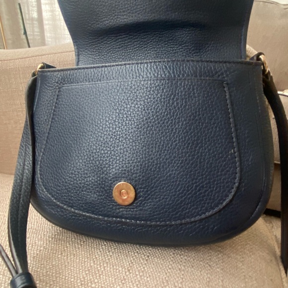 Michael Kors navy pebbled leather cross body with gold accents - Picture 11 of 16